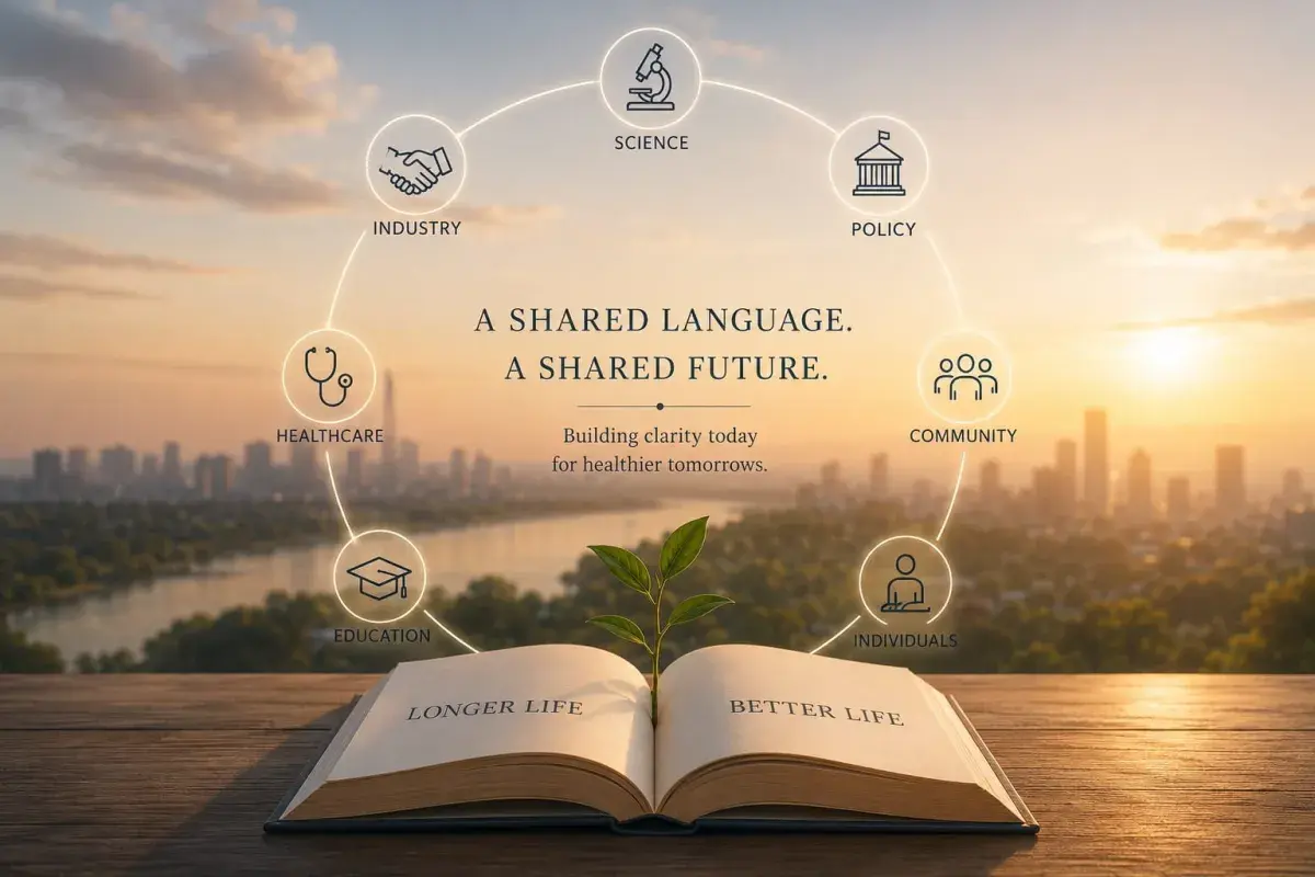 An open book with a shared future of longevity pillars