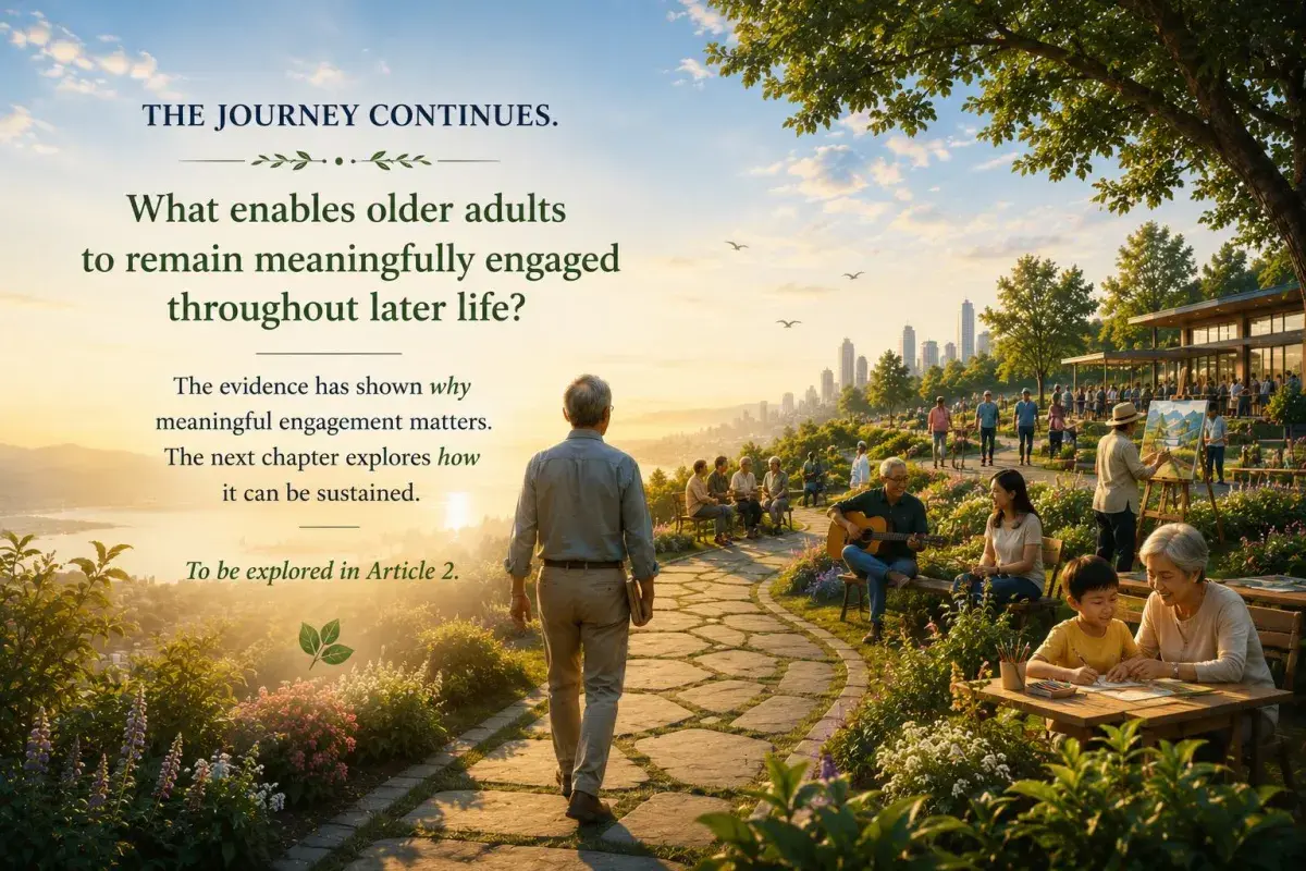 an elder person walking towards living with purpose 