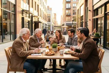 Seniors enjoying daily life in urban and community settings highlighting longevity and intergenerational connection