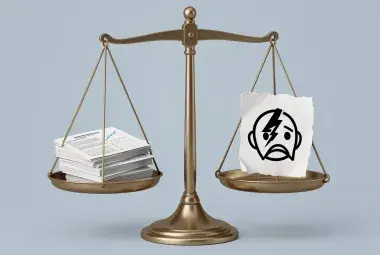 Balance scale weighing medical research papers against a torn myth symbol, representing evidence-based clarity on menopause hormone therapy