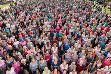 Diverse large group of midlife women representing the global scale of menopause demographics