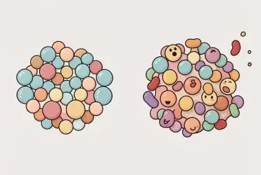 Illustration comparing organized healthy cells to disorganized, growing cancer cells with metastasis
