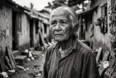 Older person in rural setting looking ahead with dignity, representing neglected aging populations