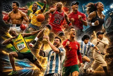 Top 10 Most Recognized Sports Icons of All Time collage featuring legendary athletes