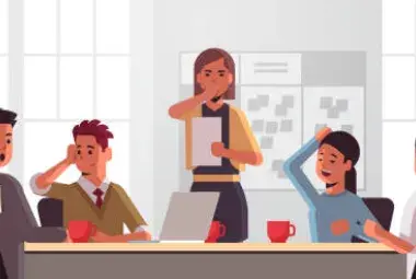 Funny workplace conflict cartoon for HR trivia video