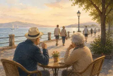 older adult by the sea enjoying the presence of time 