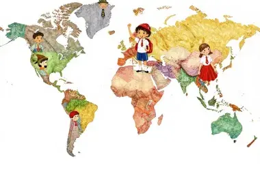 Students from around the world showing unique school rules