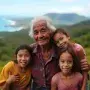 Nicoyan centenarian surrounded by family, Nicoya Peninsula, Costa Rica