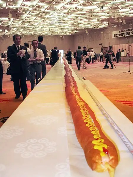 The longest hot dog ever made measured over 200 feet.