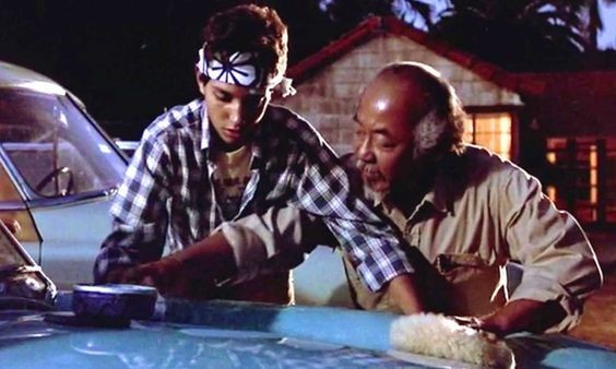What movie made the phrase “Wax on, wax off” famous?
